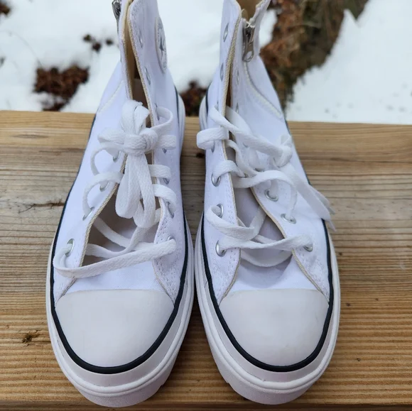 Converse White High-Top Platform Sneakers - Picture 2 of 8